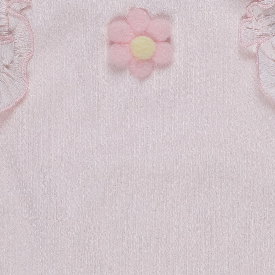 Girls Light Pink Round Neck Casual Sleeveless T-Shirt, Light Pink, large