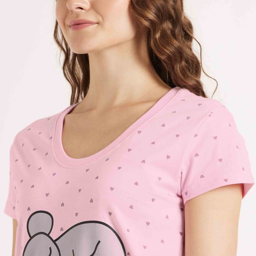 Printed Knee Length Nighty, Pink, large image number null