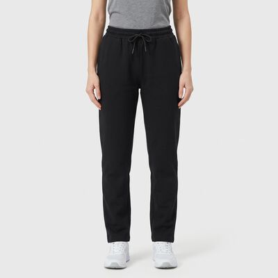 Women's Black Straight Fit Solid Track Pants