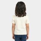 Girls Off White Cotton Round Neck Regular T-Shirt, Off White, small
