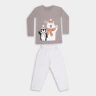 Boys' Light Grey Round Neck Cartoon Printed Baba Suit, Light Grey, small image number null