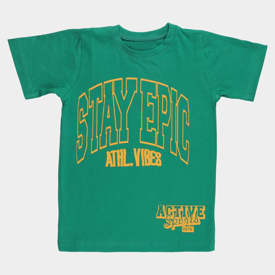 Boys' Half Sleeves T-Shirt, हल्का हरा, large