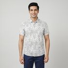 Men's Grey Cotton Half Sleeves Spread Collar Regular Fit Casual Shirt, हल्का ग्रे, small