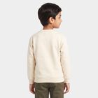 Boys' Beige Crew Neck Graphic Print Sweatshirt, गहरा पीला, small