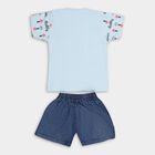 Boys' Light Blue Round Neck Printed Baba Suit, Light Blue, small image number null