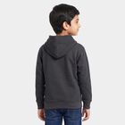 Boys' Dark Grey Hoodie Neck Graphic Print Sweatshirt, Dark Grey, small