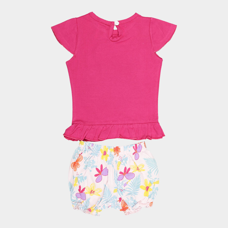 Infants Cotton Shorts Set, Fuchsia, large image number null