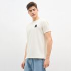 Men's Muted Emerald Green Crew Neck Athleisure Drifit T-Shirt, Ecru Melange, small