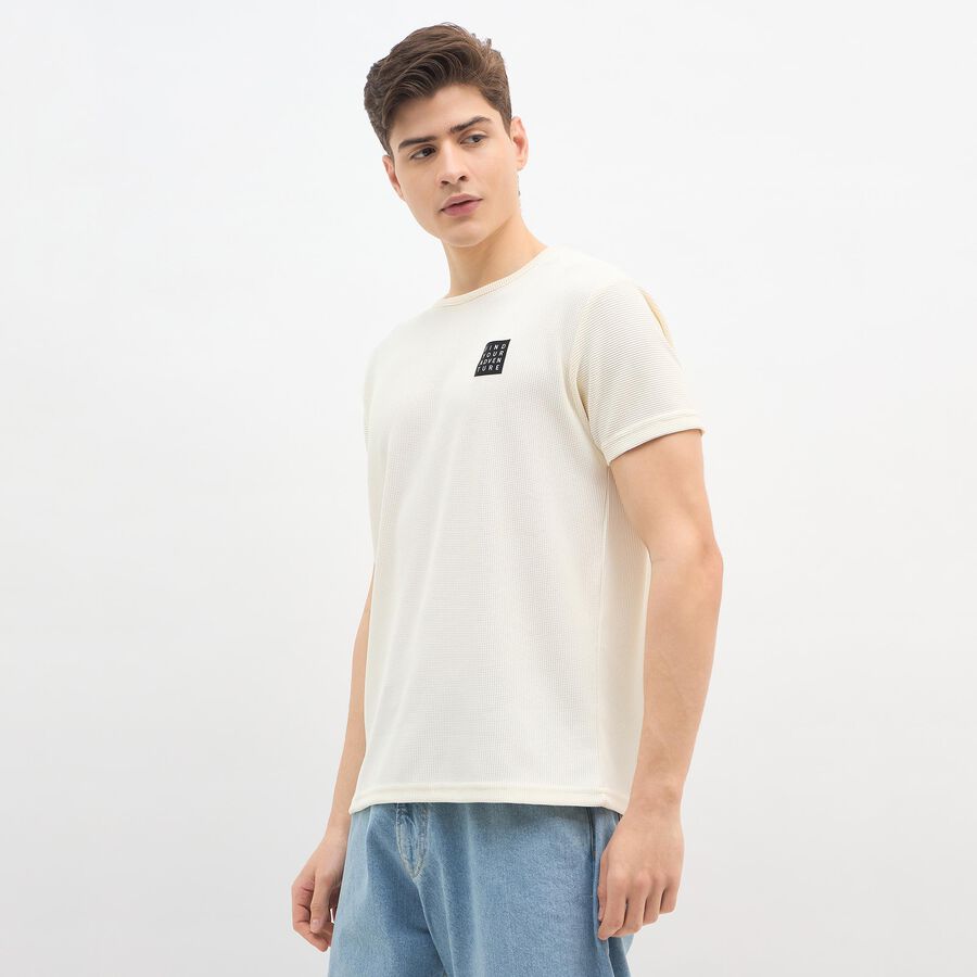 Men's Muted Emerald Green Crew Neck Athleisure Drifit T-Shirt, Ecru Melange, large