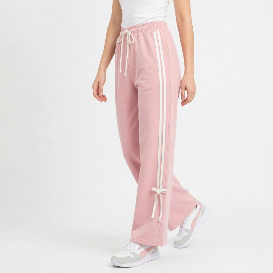 Women's Lilac Straight Fit Side-Striped Track Pants, लाइलेक, large