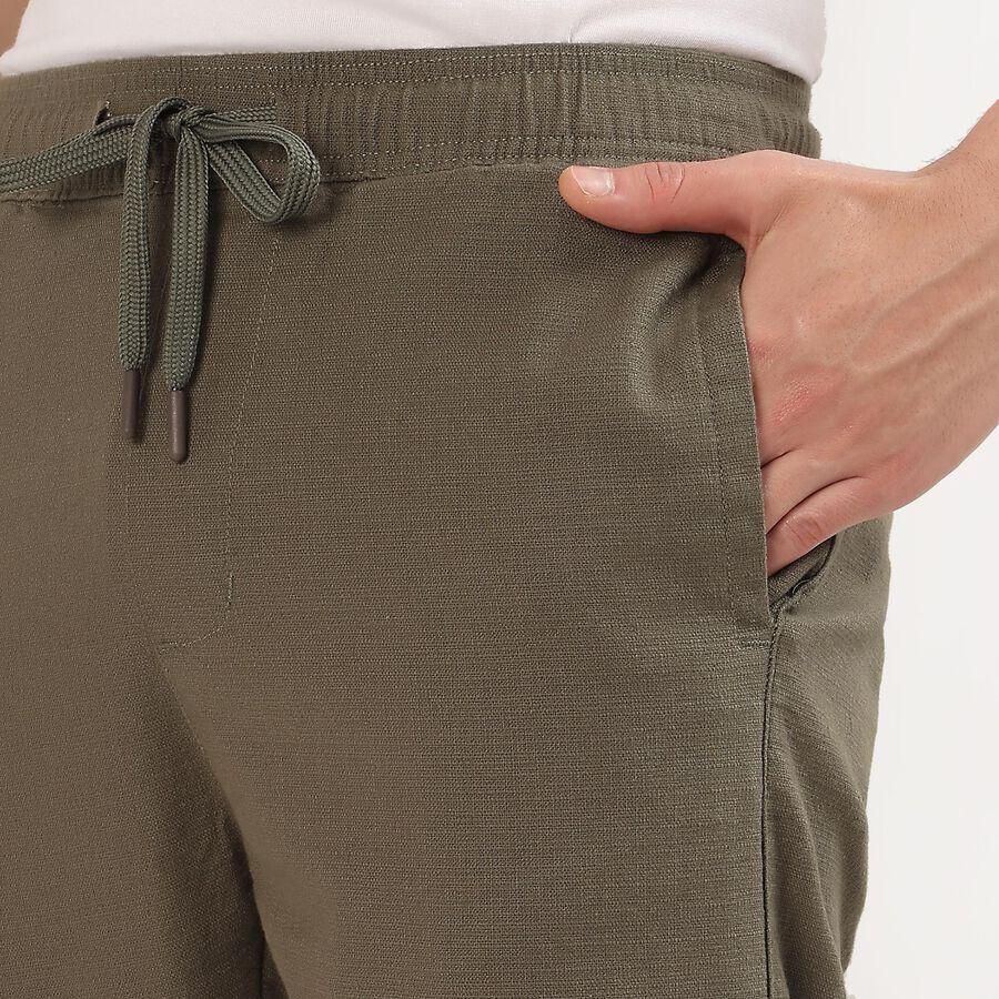 Men's Olive Slim Fit Five-Pocket Casual Trousers, ओलिव, large