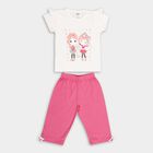 Girl's Cotton Capri Set, Off White, small image number null