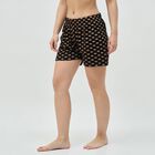 Women's Black Polka Dot Elastic Waist Shorts, Black, small