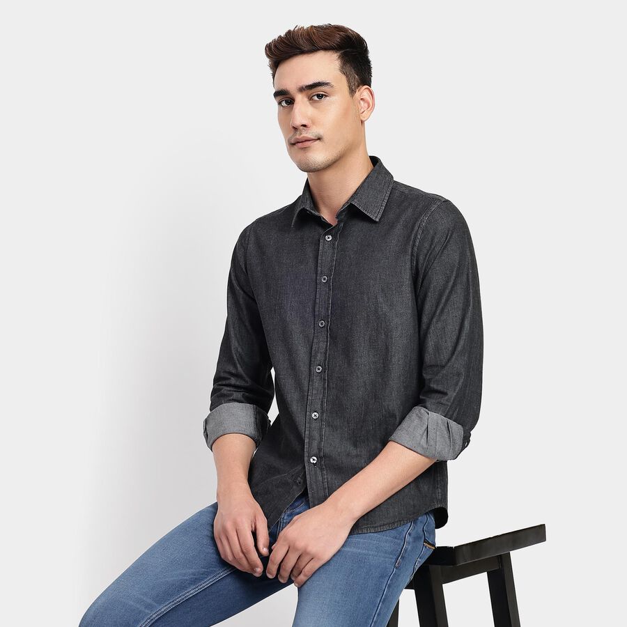 Men's 100% Cotton Casual Shirt, Black, large image number null