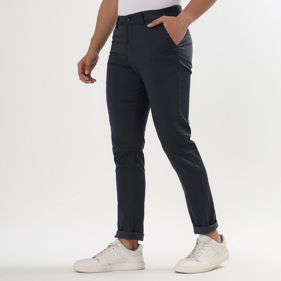Men's Slim Fit Casual Trousers , नेवी ब्लू, large image number null