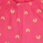 Infant Girl Bright Pink Cotton Round Neck Casual Shorts Set, Pink, small image number null