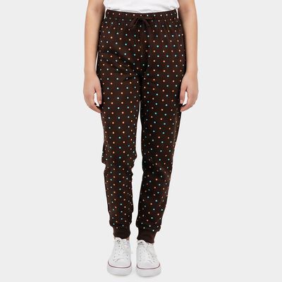Girls Brown Jogger Heart Printed Pyjama