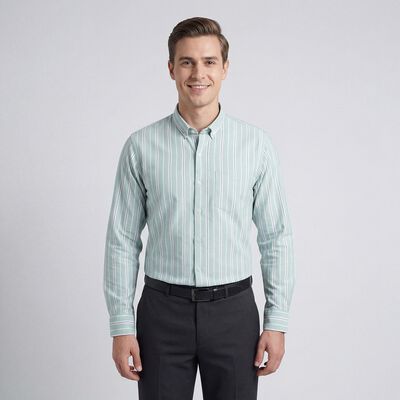 Men's Light Green Spread Collar Classic Formal Shirt