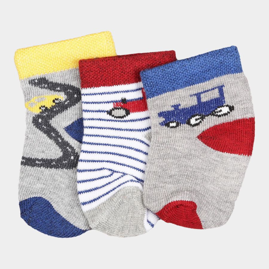 Infants Cotton Solid Socks, Melange Light Grey, large image number null