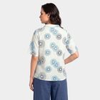 Women's Light Blue V-Neck Printed Kurti, Light Blue, small