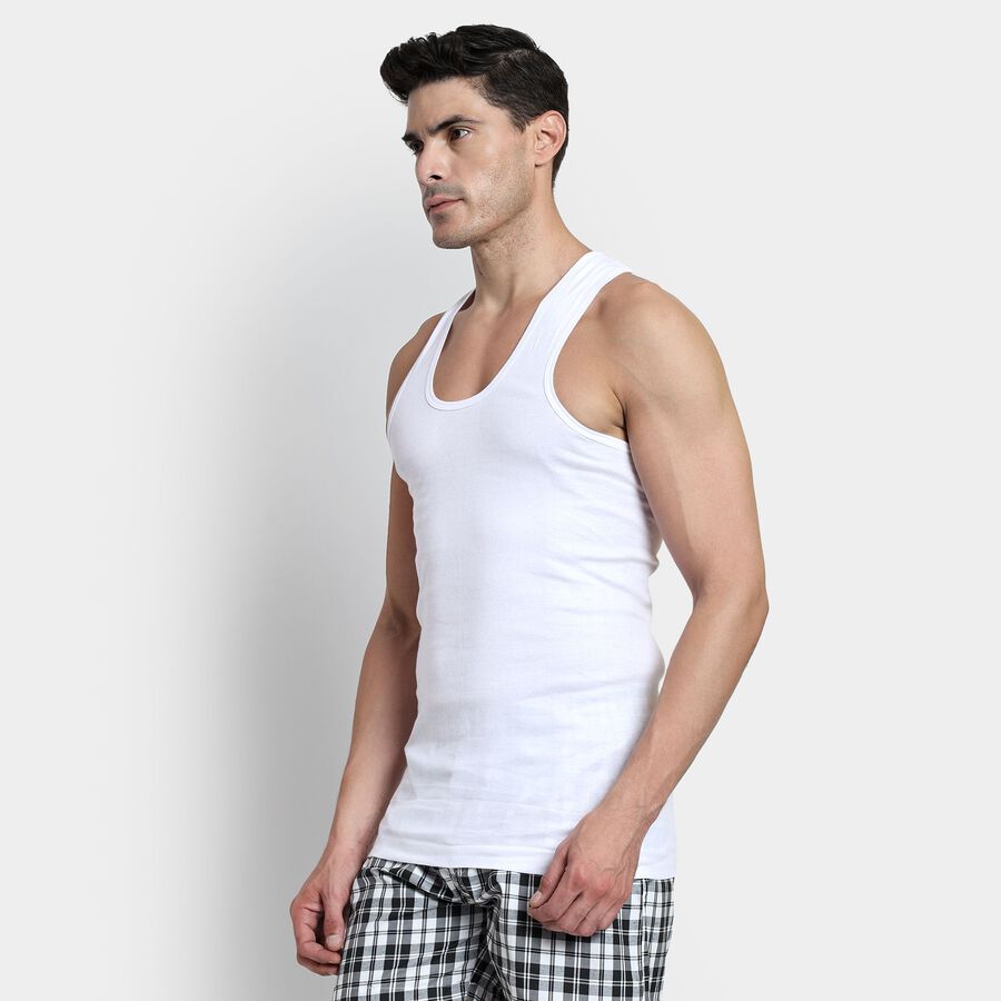 Men's 100% Cotton Vest, White, large image number null