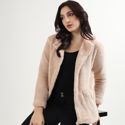 Women's Soft Beige Single-Breasted Blazer