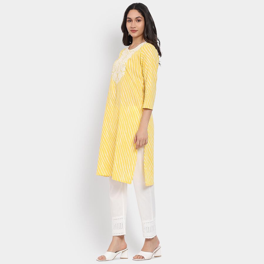 Ladies' 100% Cotton Kurta, Yellow, large image number null
