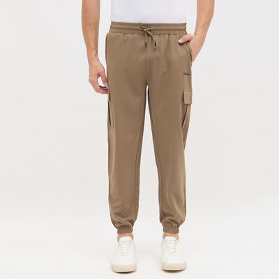 Men's Camel Brown Regular Fit Cargo Track Pants