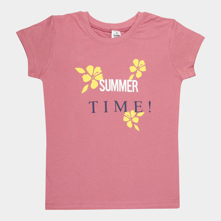 Girls Cotton T-Shirt, Pink, large image number null