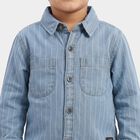 Boys' Light Blue Cotton Spread Collar Casual Shirt, मध्यम नीला, small