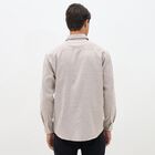 Men's Beige Classic Slim Fit Casual Shirt, भूरा, small image number null