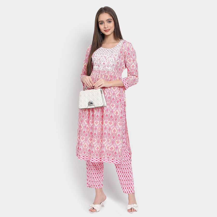 Ladies' Ethnic Set, गुलाबी, large image number null