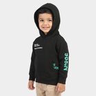 Boys' Black Hoodie Neck Graphic Sweatshirt, काला, small