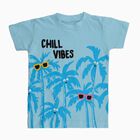 Boys Light Blue Cotton Round Neck Casual T-Shirt, हल्का नीला, small image number null