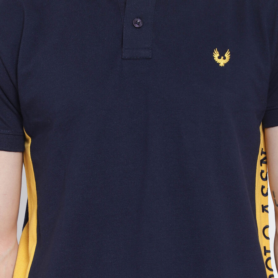 Cut & Sew Polo Shirt, Navy Blue, large image number null