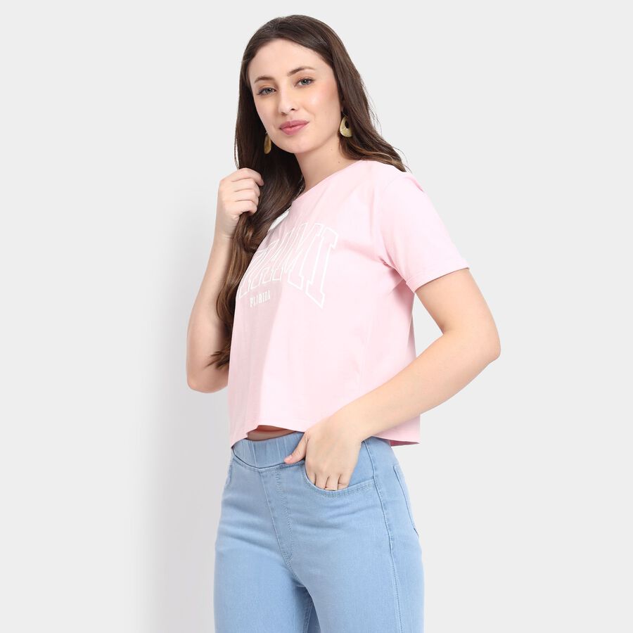 Ladies' 100% Cotton Crop  Top, Pink, large image number null