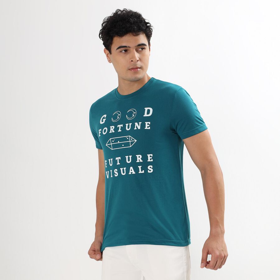 Men's Round Neck Half Sleeves T-Shirt , Teal Blue, large image number null