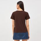 Women's Rich Chocolate Brown Cotton Round Neck T-Shirt, Brown, small image number null
