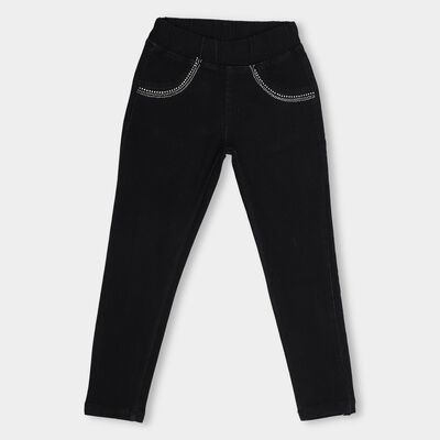 Girls' Jet Black Jeggings Pull-Up Style Jeans