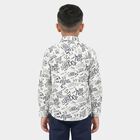 Boys White Cotton Long Sleeve Collar Regular Fit Shirt, White, small