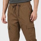 Men's Brown Cargo Trousers, भूरा, small