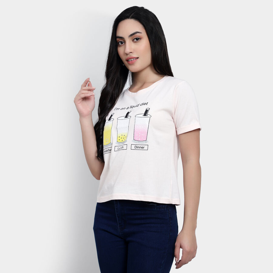 Round Neck T-Shirt, Light Pink, large image number null