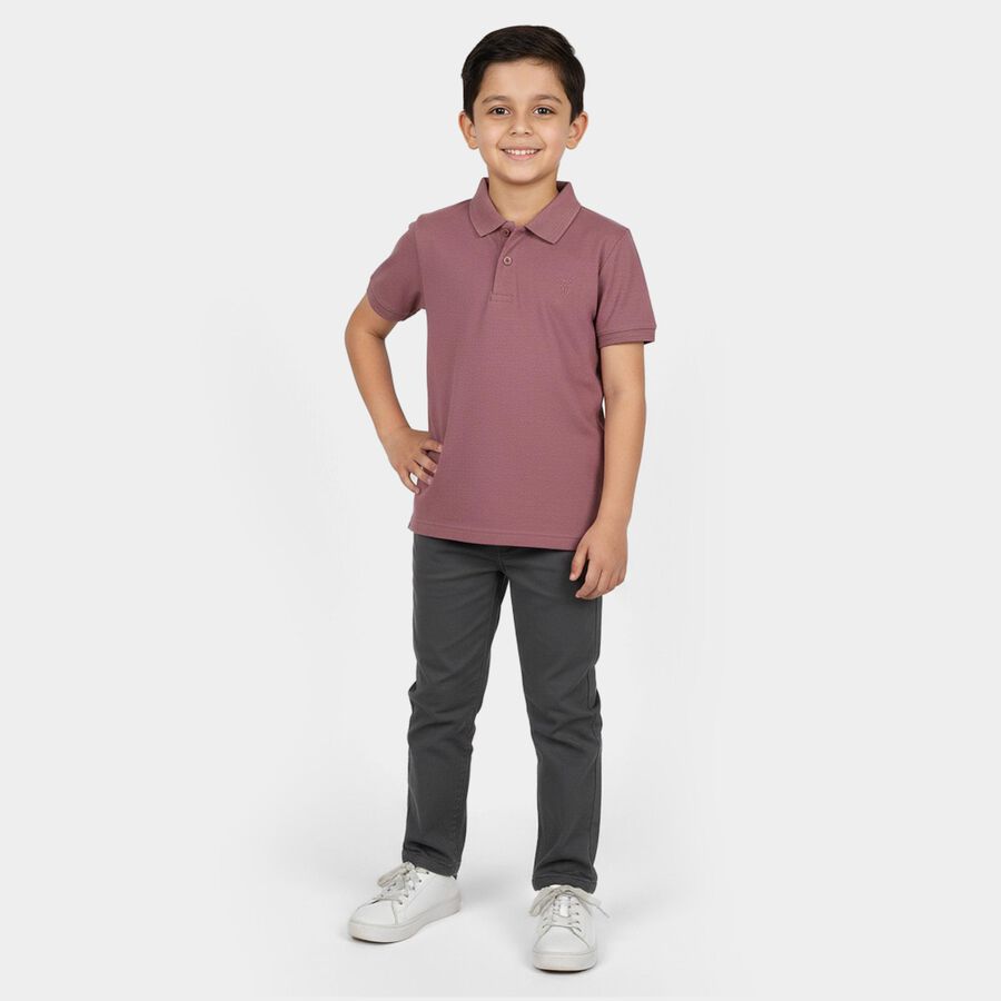 Boys Pink Round Neck Casual Half Sleeve T-Shirt, गुलाबी, large