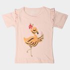 Girls Light Pink Cotton Round Neck Regular T-Shirt, Light Pink, small