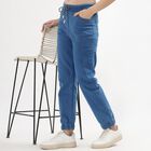 Women's Slim Fit High Waist Jeans, मध्यम नीला, small