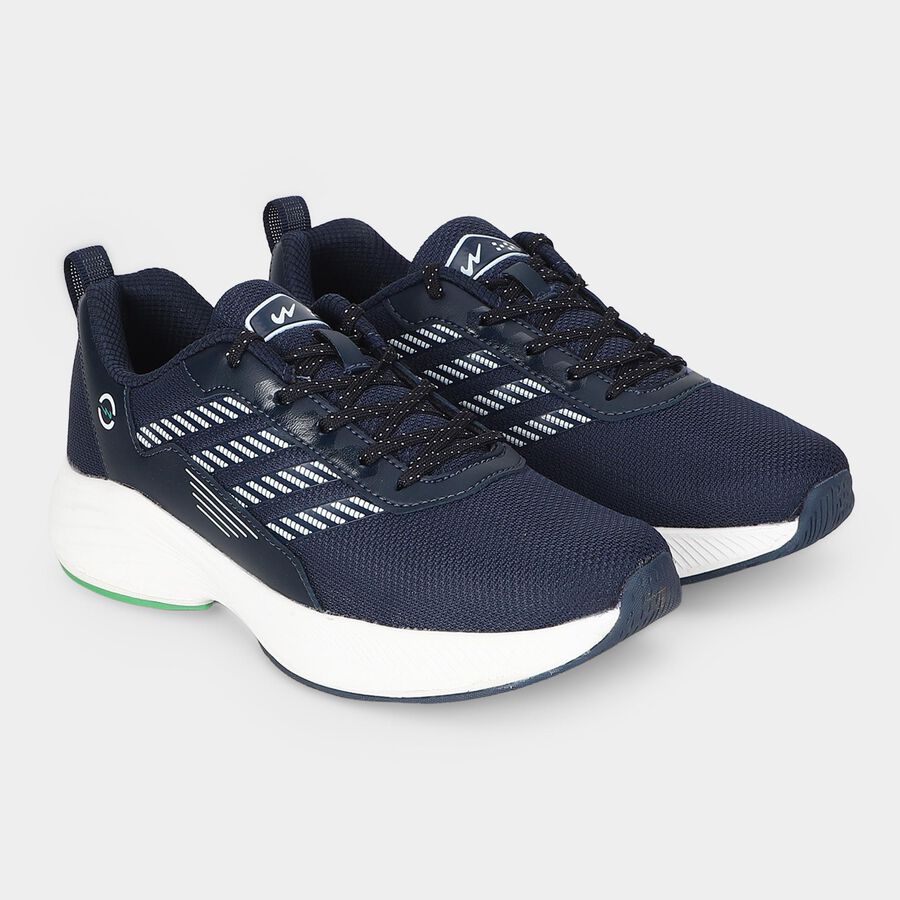 Men's Navy Blue Lace-Up Sneakers, नेवी ब्लू, large