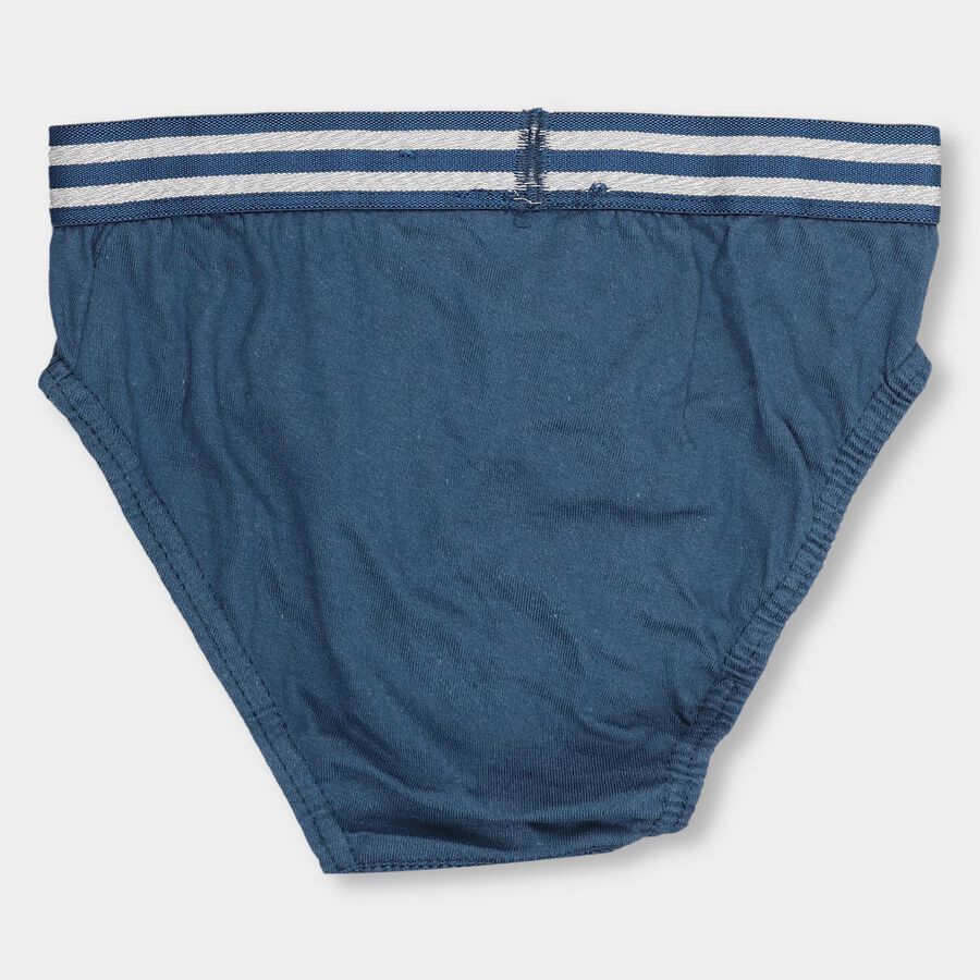 Boys' Deep Steel Blue Regular Fit V-Cut Briefs, Teal Blue, large image number null