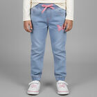 Girls' Mid Blue Elastic Waist Embroidered Jeans, Light Blue, small image number null