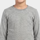 Boys' Grey Long Sleeve Thermal, Melange Mid Grey, small