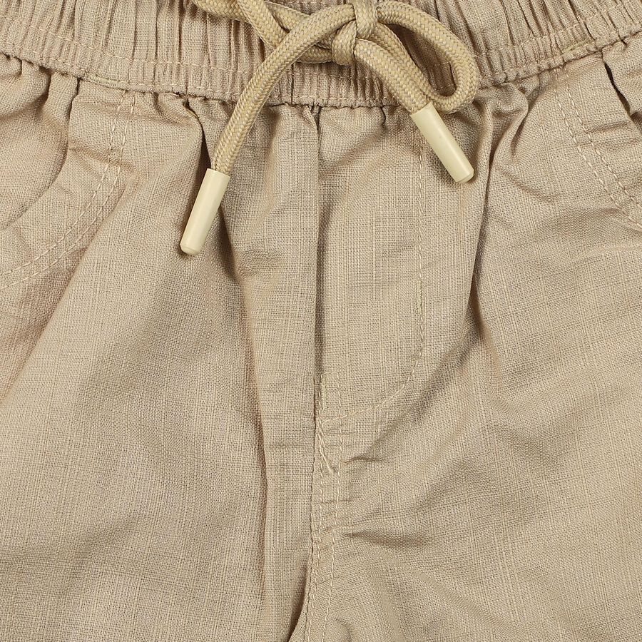 Boys Beige Regular Fit Cargo Bermuda Shorts, Beige, large
